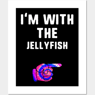 I'm With Jellyfish Ie Dye Halloween Matching Couple Costume Posters and Art